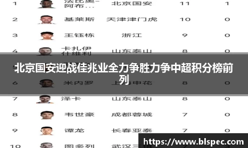 北京国安迎战佳兆业全力争胜力争中超积分榜前列